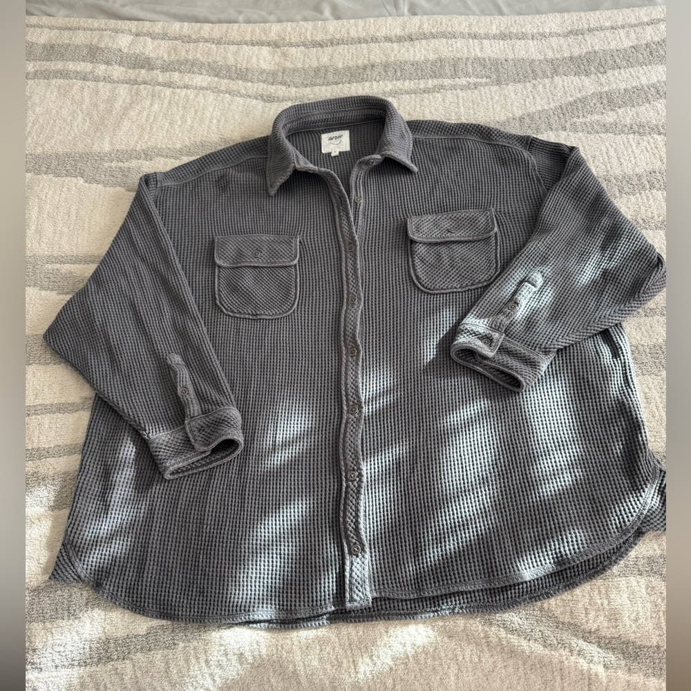 Aerie Charcoal Waffle Knit Pullover